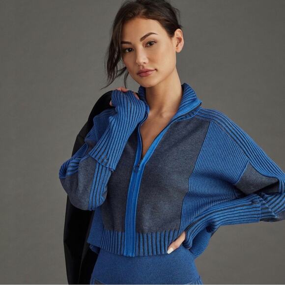 Daily Practice Blue Two Tone Crop Jacket Sz S - Picture 1 of 15